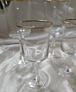 (8) VTG Admiration Wine & Water Glasses by Noritake Fine Crystal With Gold Rim