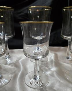 (8) VTG Admiration Wine & Water Glasses by Noritake Fine Crystal With Gold Rim