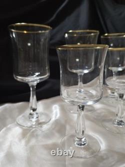 (8) VTG Admiration Wine & Water Glasses by Noritake Fine Crystal With Gold Rim