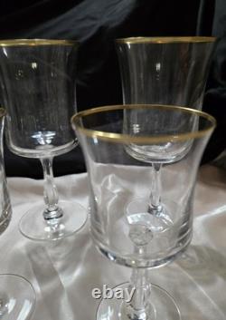 (8) VTG Admiration Wine & Water Glasses by Noritake Fine Crystal With Gold Rim