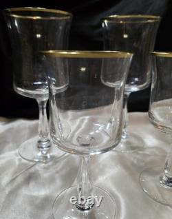 (8) VTG Admiration Wine & Water Glasses by Noritake Fine Crystal With Gold Rim