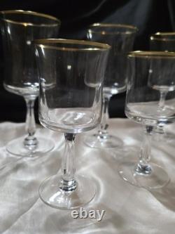 (8) VTG Admiration Wine & Water Glasses by Noritake Fine Crystal With Gold Rim