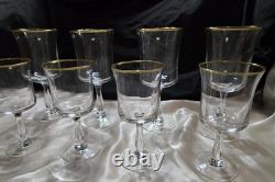 (8) VTG Admiration Wine & Water Glasses by Noritake Fine Crystal With Gold Rim