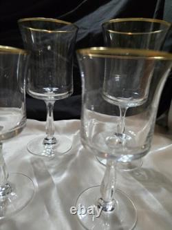 (8) VTG Admiration Wine & Water Glasses by Noritake Fine Crystal With Gold Rim