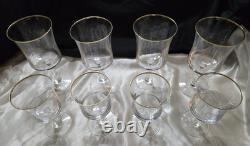 (8) VTG Admiration Wine & Water Glasses by Noritake Fine Crystal With Gold Rim