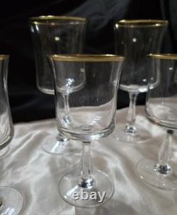 (8) VTG Admiration Wine & Water Glasses by Noritake Fine Crystal With Gold Rim