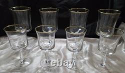 (8) VTG Admiration Wine & Water Glasses by Noritake Fine Crystal With Gold Rim