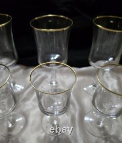 (8) VTG Admiration Wine & Water Glasses by Noritake Fine Crystal With Gold Rim