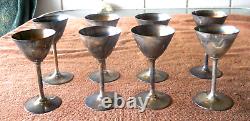8 Vintage 5 Solid Silver Chales Goblets Wine Glasses Marked 00311