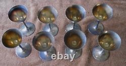 8 Vintage 5 Solid Silver Chales Goblets Wine Glasses Marked 00311