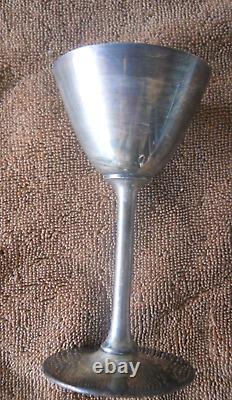 8 Vintage 5 Solid Silver Chales Goblets Wine Glasses Marked 00311