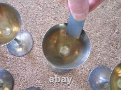 8 Vintage 5 Solid Silver Chales Goblets Wine Glasses Marked 00311