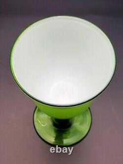 (8) Vintage Carlo Moretti MCM Green & White Cased Wine- Cocktail Glasses