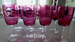 8 Vintage Cranberry Crystal Gorham Rose mist Wine glasses 7