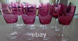 8 Vintage Cranberry Crystal Gorham Rose mist Wine glasses 7