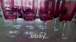 8 Vintage Cranberry Crystal Gorham Rose mist Wine glasses 7