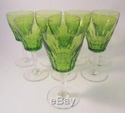 8 Vintage Cut Crystal Scandinavian Green White Wine glasses