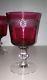 8 Vintage Cut Glass Cranberry Cut To Clear Wines Glasses
