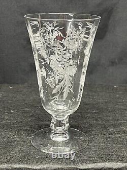 (8) Vintage Fostoria Heather Clear Etched 5 Stemmed Wine Glasses SEE PICTURES