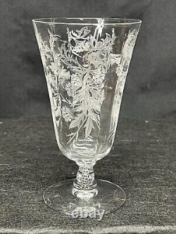 (8) Vintage Fostoria Heather Clear Etched 5 Stemmed Wine Glasses SEE PICTURES