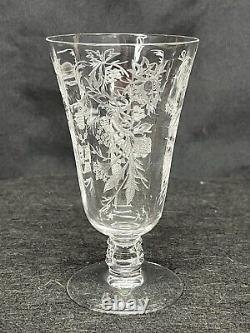 (8) Vintage Fostoria Heather Clear Etched 5 Stemmed Wine Glasses SEE PICTURES