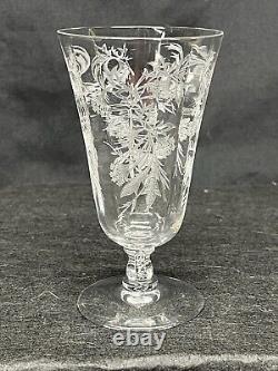 (8) Vintage Fostoria Heather Clear Etched 5 Stemmed Wine Glasses SEE PICTURES
