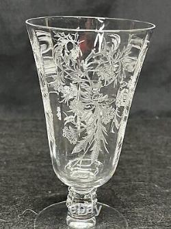 (8) Vintage Fostoria Heather Clear Etched 5 Stemmed Wine Glasses SEE PICTURES