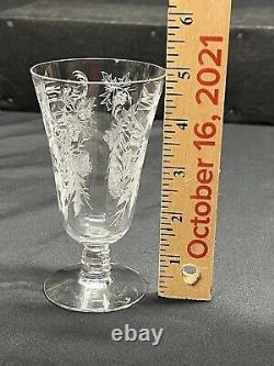 (8) Vintage Fostoria Heather Clear Etched 5 Stemmed Wine Glasses SEE PICTURES