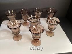 8 Vintage Fostoria Jamestown Brown/Smokey Wine Glasses 4 3/8 READ