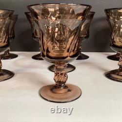 8 Vintage Fostoria Jamestown Brown/Smokey Wine Glasses 4 3/8 READ