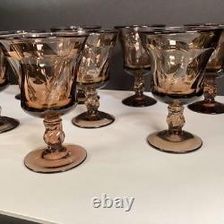 8 Vintage Fostoria Jamestown Brown/Smokey Wine Glasses 4 3/8 READ