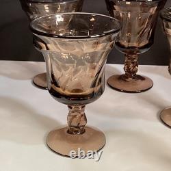 8 Vintage Fostoria Jamestown Brown/Smokey Wine Glasses 4 3/8 READ