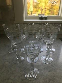 8 Vintage Fostoria Navarre Clear Crystal Water/ Wine Goblets 7 5/8 Tall