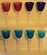8 Vintage French St. Louis Crystal Bubbles Pattern Colored Wine Stems. 9 5/8 t