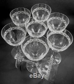 8 Vintage Holmegaard Crystal Cut & Etched Ejby Red Wine Glasses Jacob Bang 1937