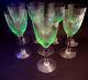 8 Vintage Holmegaard Kastrup Cut Crystal Else White Wine Glasses Uranium UV Glow