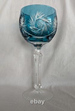 8 Vintage Kusak colored Crystal Wine Glass Barware Berlin style. Free Shipping