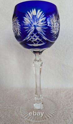 8 Vintage Kusak colored Crystal Wine Glass Barware Berlin style. Free Shipping