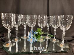 8 Vintage MCM Fostoria CHRISTIANA Crystal Wine / Water Glasses UNUSED