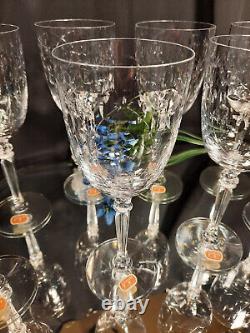 8 Vintage MCM Fostoria CHRISTIANA Crystal Wine / Water Glasses UNUSED