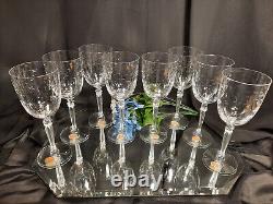 8 Vintage MCM Fostoria CHRISTIANA Crystal Wine / Water Glasses UNUSED