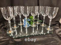 8 Vintage MCM Fostoria CHRISTIANA Crystal Wine / Water Glasses UNUSED