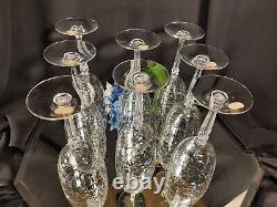 8 Vintage MCM Fostoria CHRISTIANA Crystal Wine / Water Glasses UNUSED