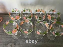 8 Vintage Marked Franciscan Desert Rose Stemmed Wine Glass Goblets 6