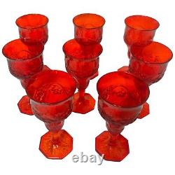 8 Vintage McKee Depression Glass Rock Crystal Ruby Red Small Wine Glasses 1929