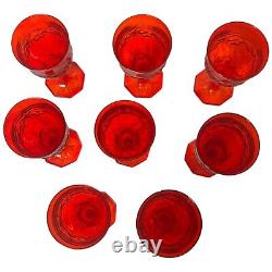 8 Vintage McKee Depression Glass Rock Crystal Ruby Red Small Wine Glasses 1929