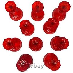 8 Vintage McKee Depression Glass Rock Crystal Ruby Red Small Wine Glasses 1929