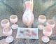 8 Vintage Pink Satin Reuben Drip Wine glasses Decanter & Tray