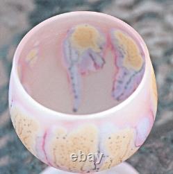 8 Vintage Pink Satin Reuben Drip Wine glasses Decanter & Tray