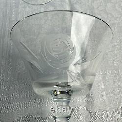 8 Vintage Rose by Fostoria Glass Water Goblets, Wine, Sherbets